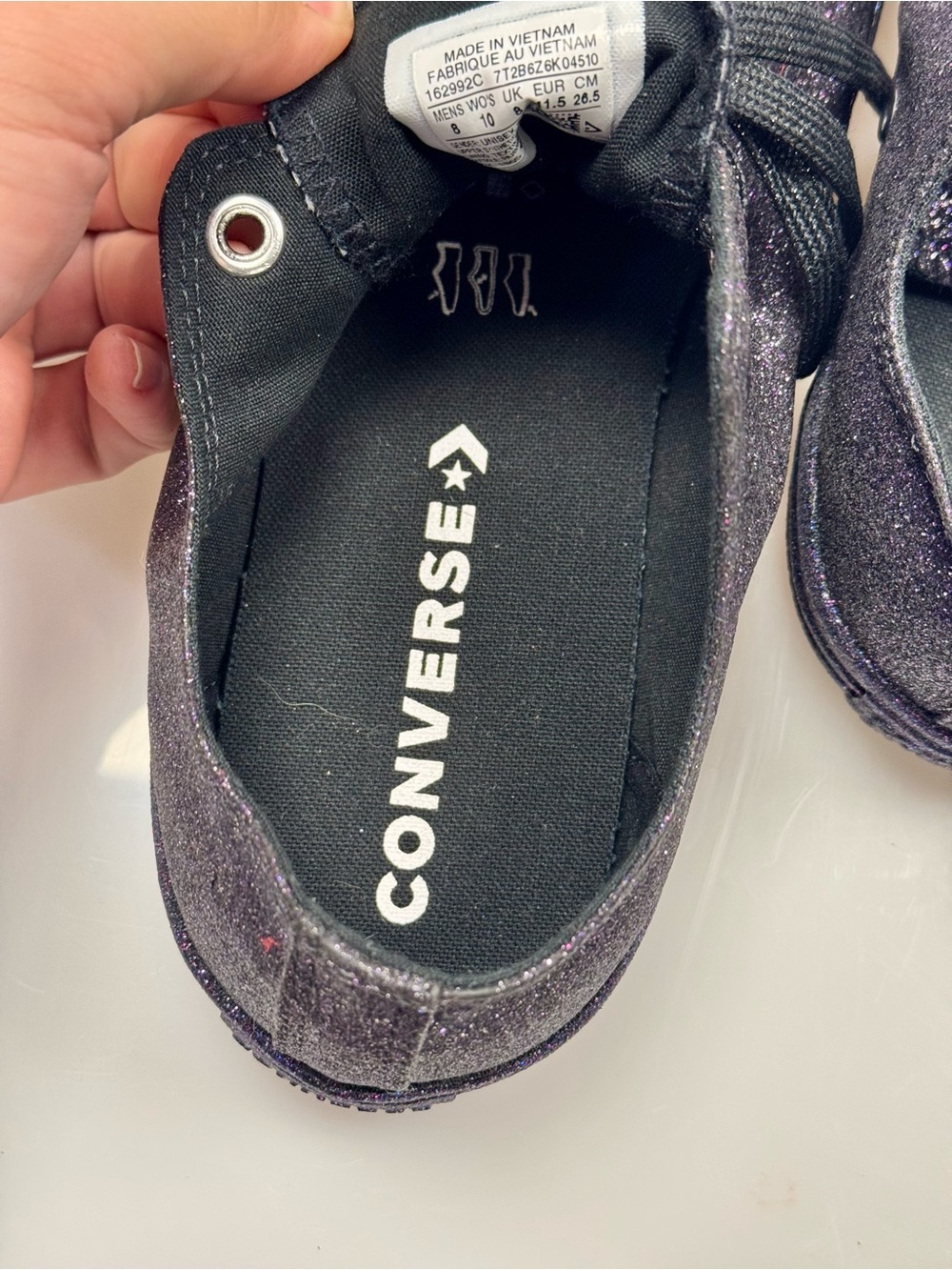 Converse Chuck Taylor All Star Low Purple Glitter Sneakers Women’s 10 - Picture 6 of 7